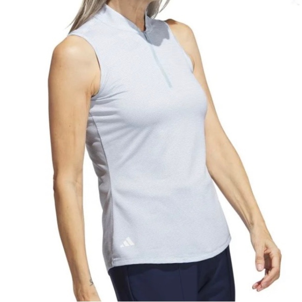 * NWT Adidas Women's Two-Color Ottoman Sleeveless Golf Polo 2023 blue XL